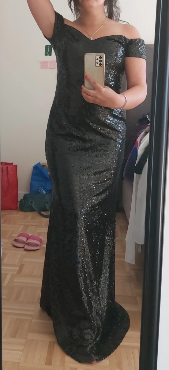 Black Sequin Off-the-Shoulder Maxi Dress - photo 4