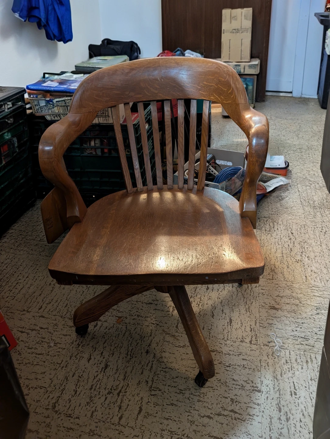 Wooden Swivel Armchair