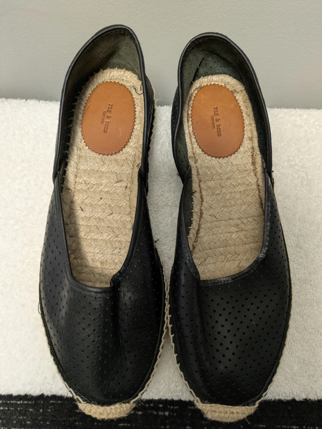 Rag & Bone Black Perforated Leather Espadrille Flats - photo 2