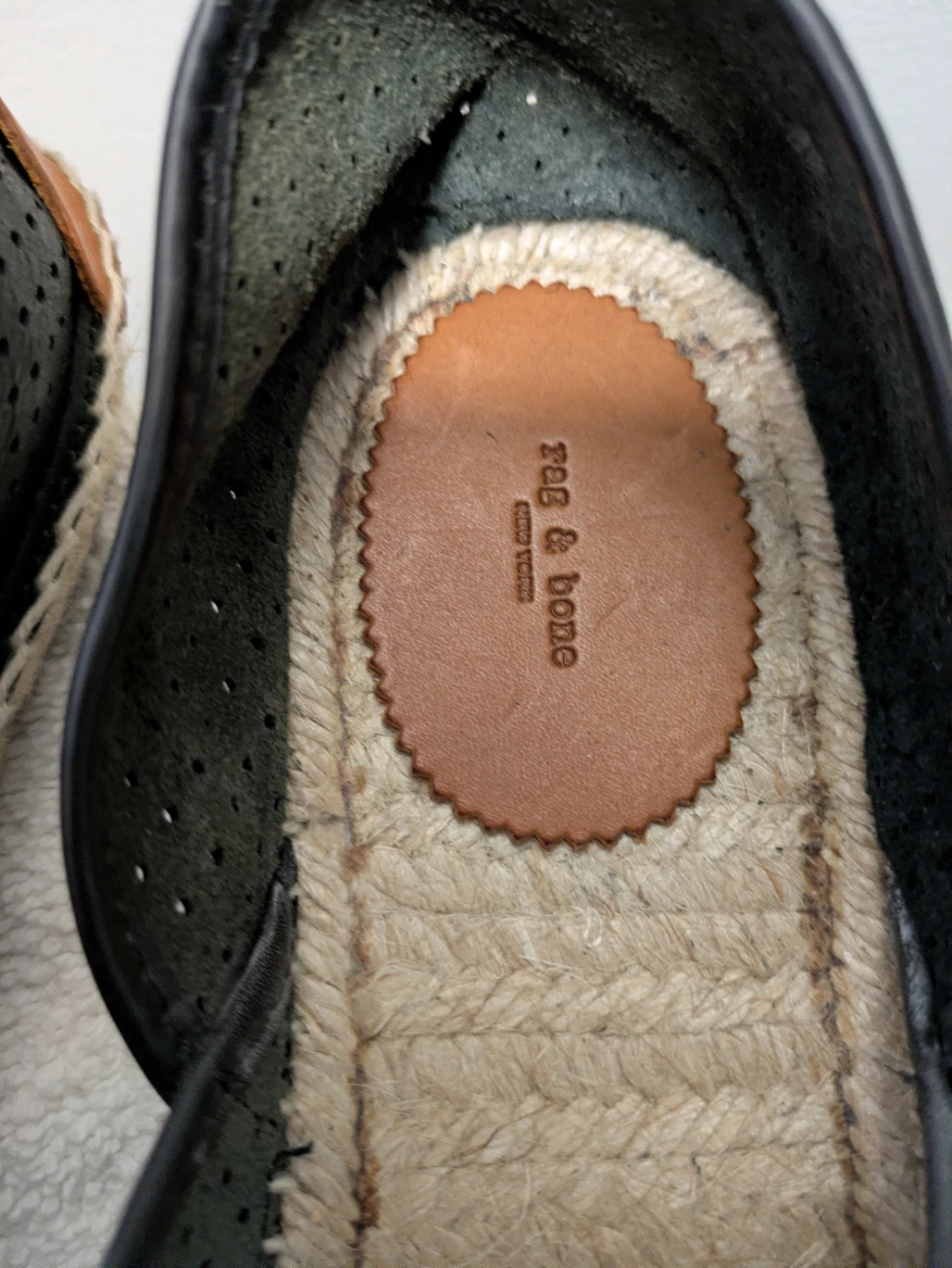 Rag & Bone Black Perforated Leather Espadrille Flats - photo 4