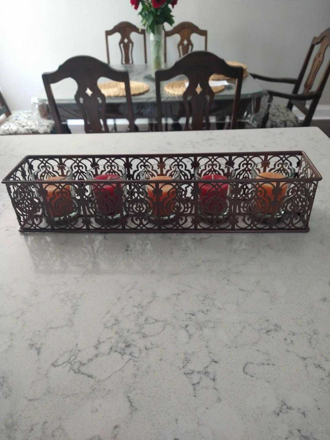 Set of 5 Votive Candles in Decorative Tray