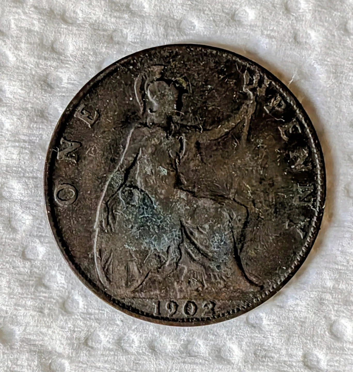 1902 British Penny Coin - photo 2
