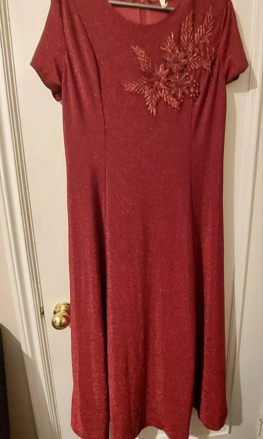 Red Sparkle Dress with Floral Embellishment - Size 2XL - photo 2