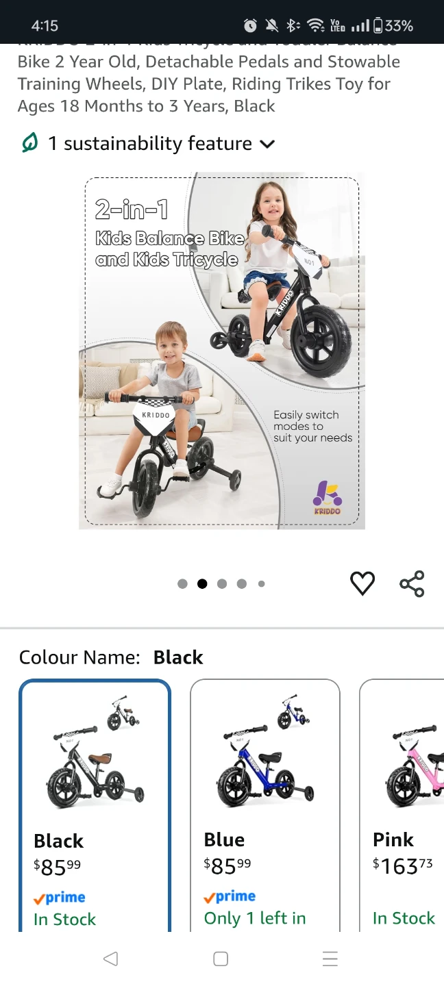 KRIDDO 2-in-1 Kids Tricycle and Balance Bike - photo 2