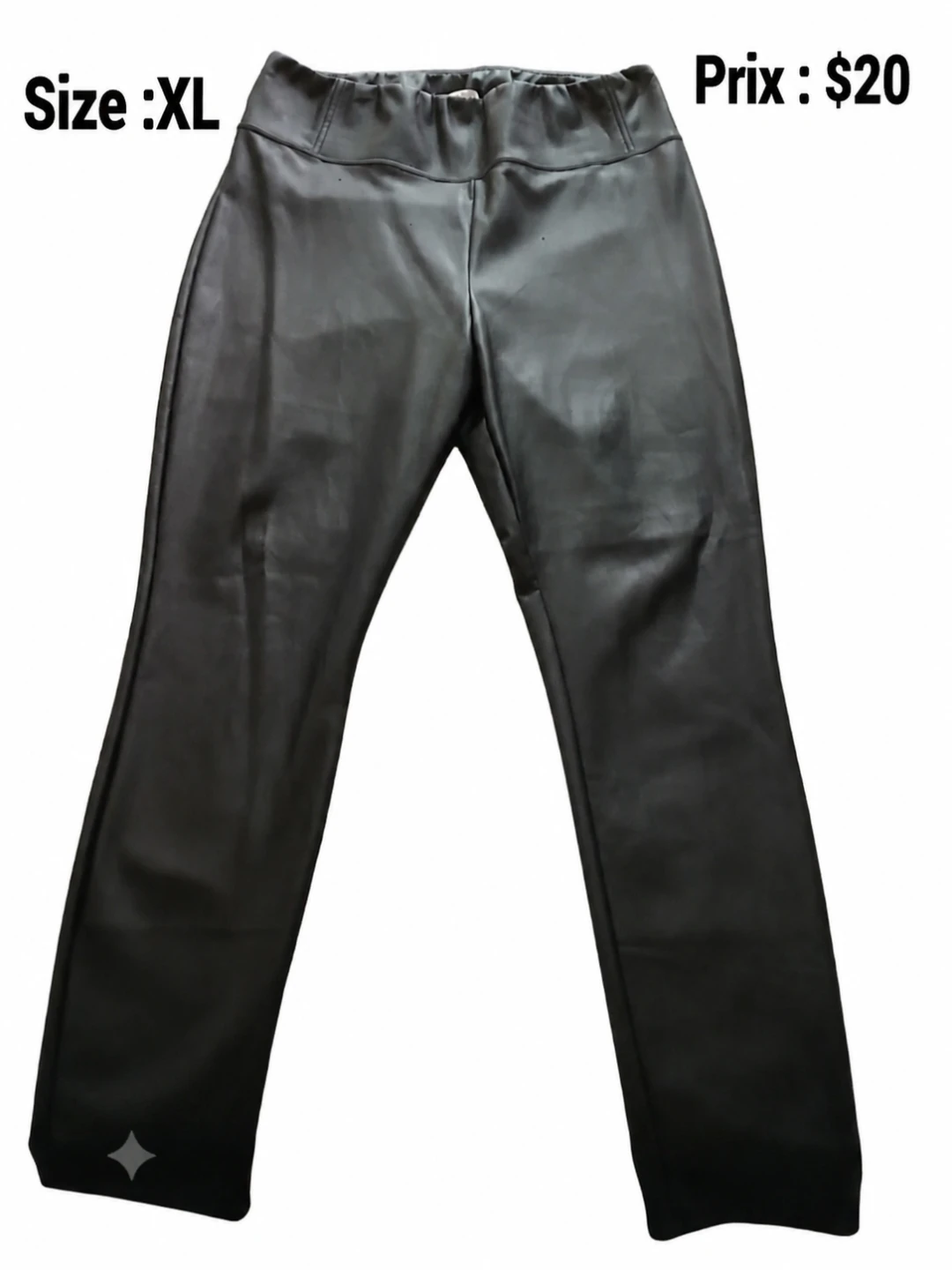 Black Faux Leather Pants - Size XL