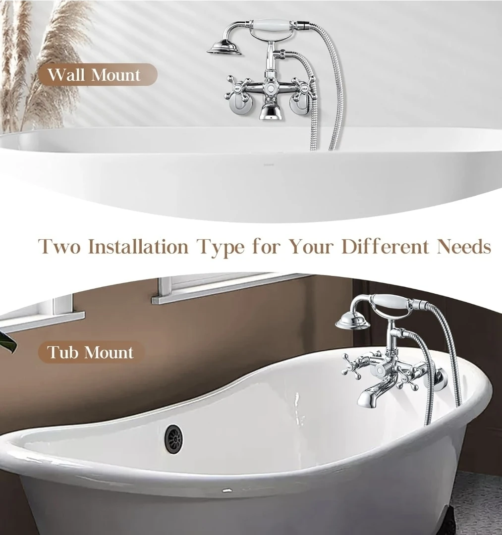 Chrome Tub Faucet with Handheld Shower - photo 2