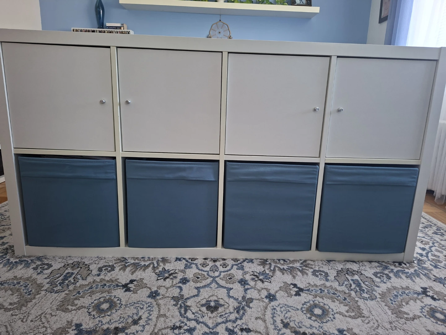 IKEA KALLAX 8-Cube Storage Unit with Doors and Bins