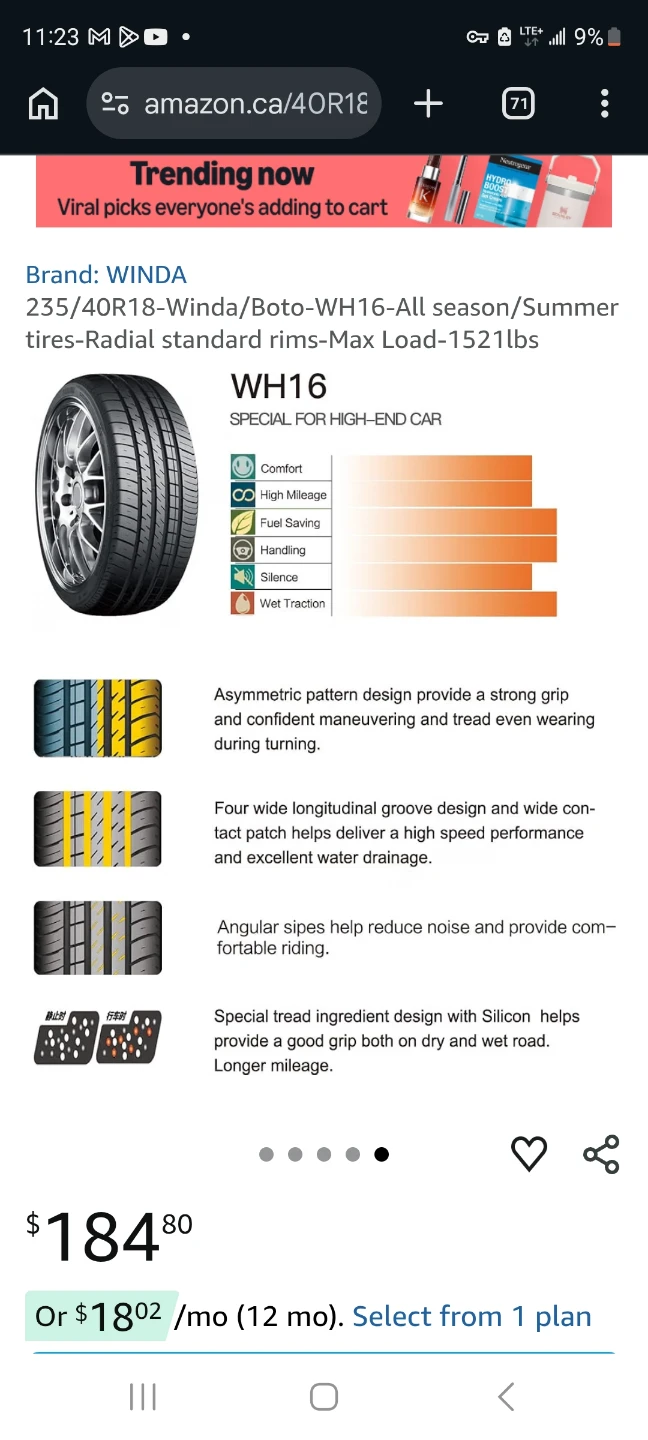 Boto UHP tire 235/40ZR18