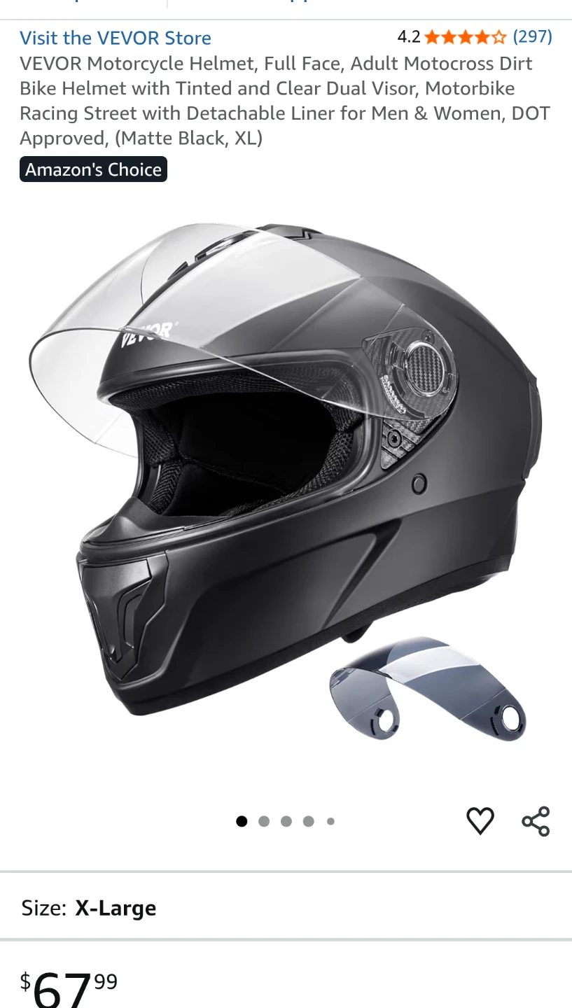 VEVOR Adult Motocross Helmet XL Matte Black