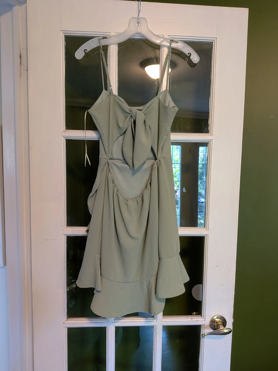 Lovely Day Sage Green Ruffle Mini Dress - Size L - photo 2