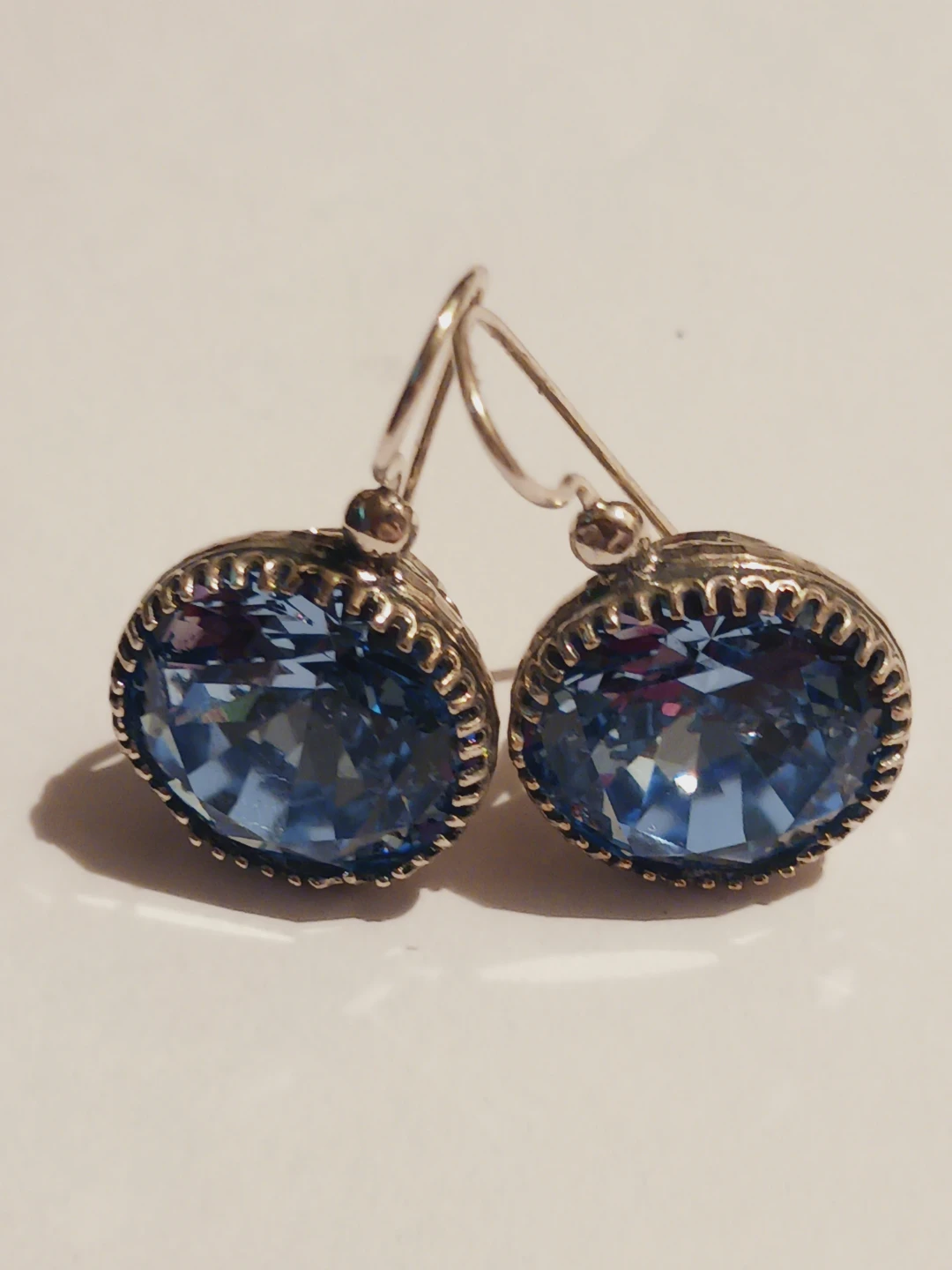 New !! Silver Plated Blue Gemstone Drop Earrings
