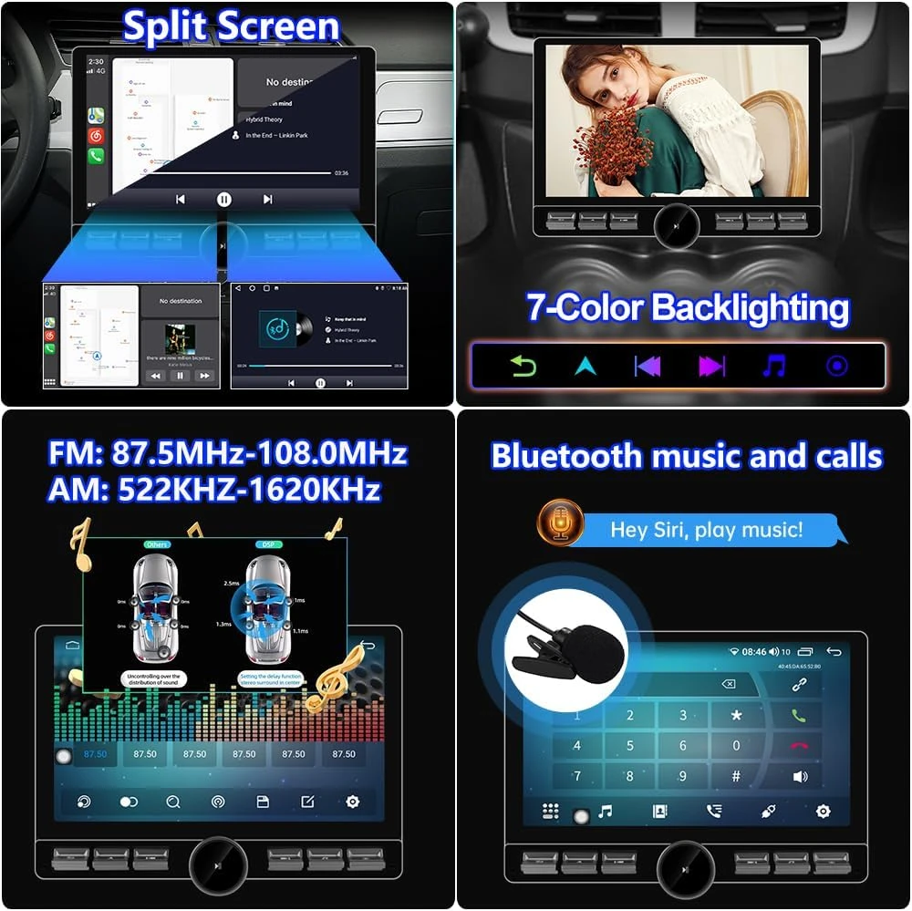 Single Din Car Radio with Wireless CarPlay & Android Auto - photo 3