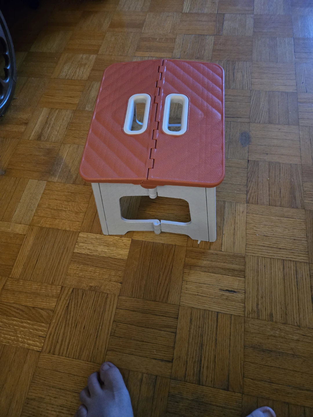 Orange and White Foldable Step Stool