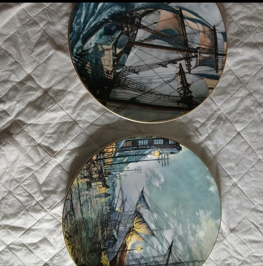 Decorative Plates with Nautical Scenes
