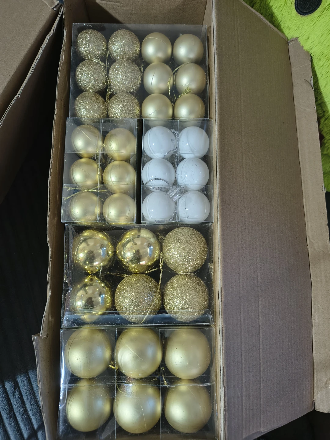 Gold and White Christmas Ornaments (Set of 36)
