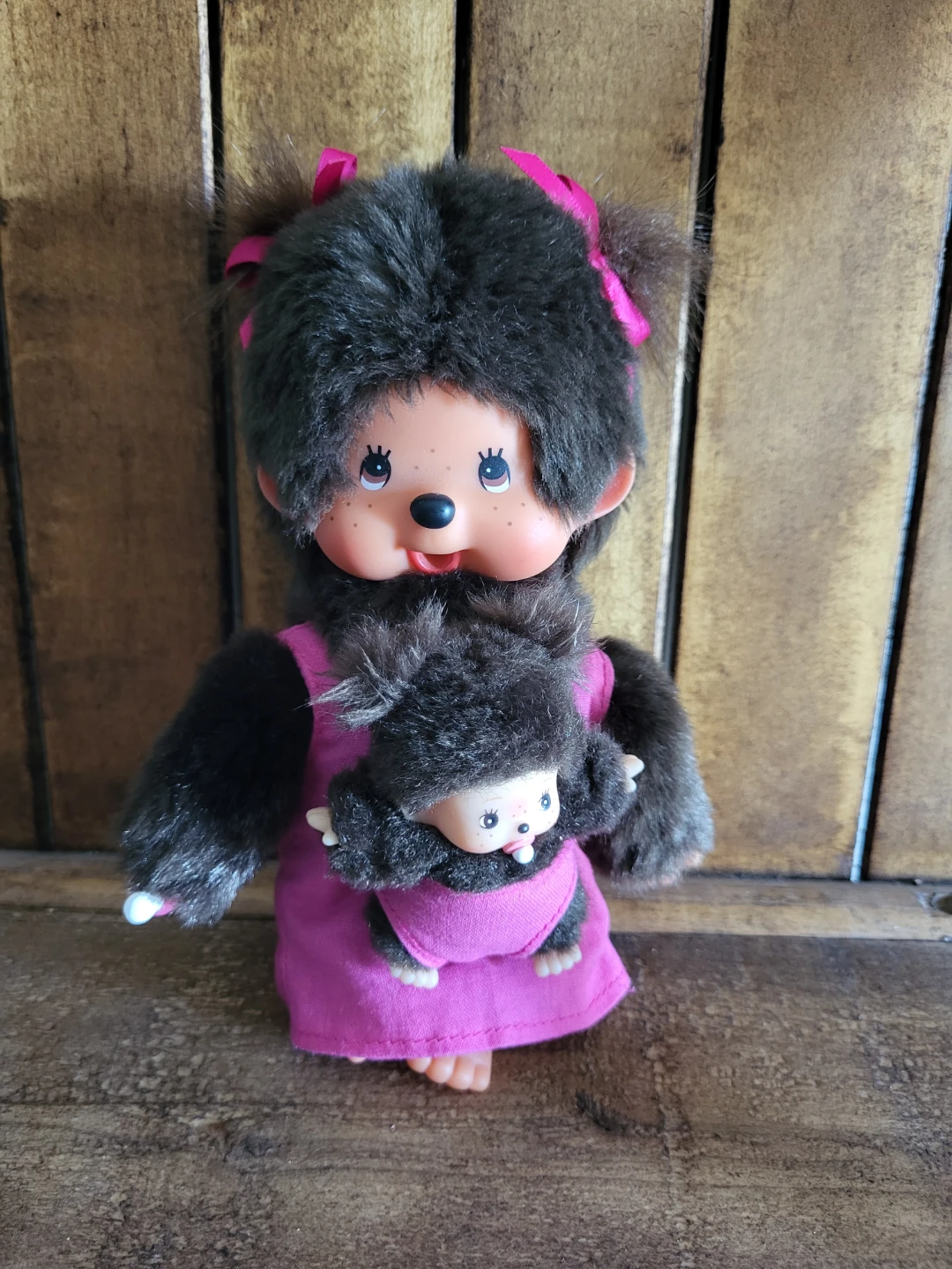 Monchhichi Doll with Baby Carrier Collectable