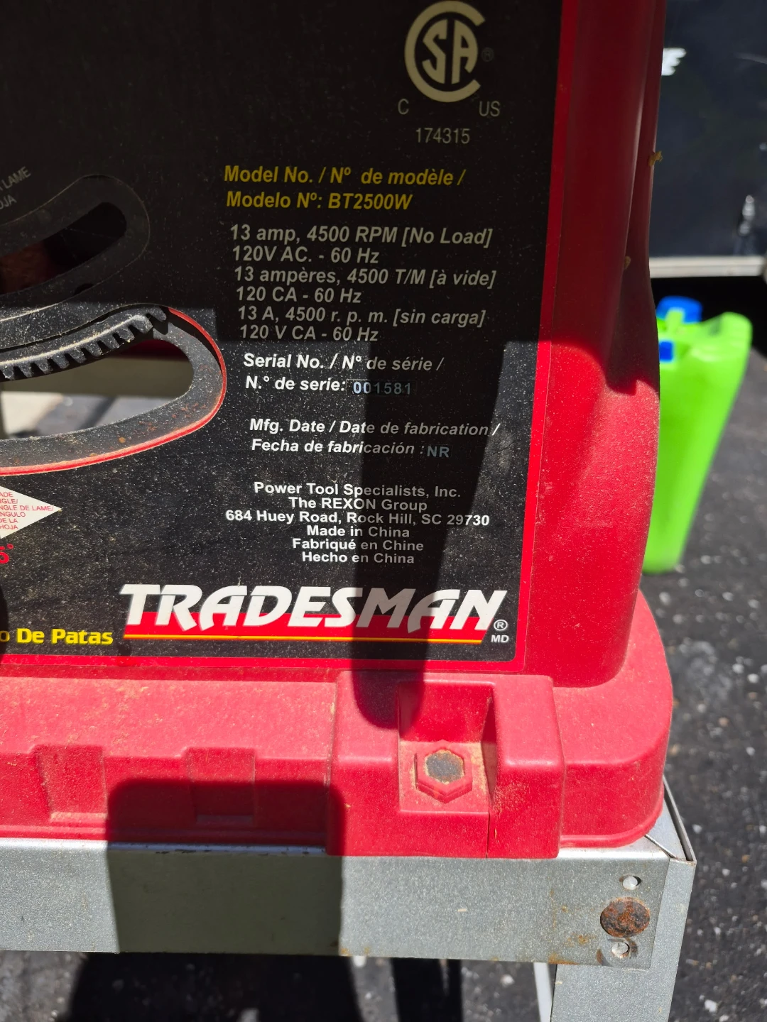 Used Tradesman BT2500W Table Saw - photo 4