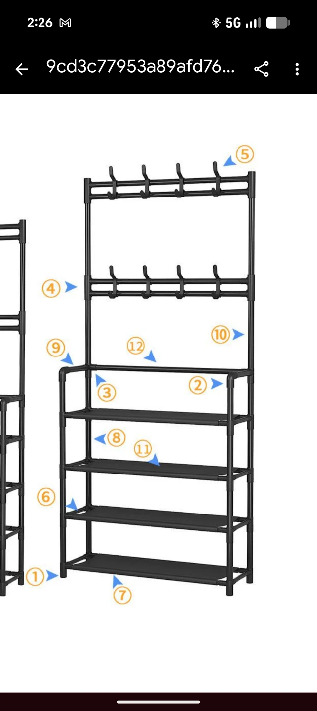Shoe rack with hooks