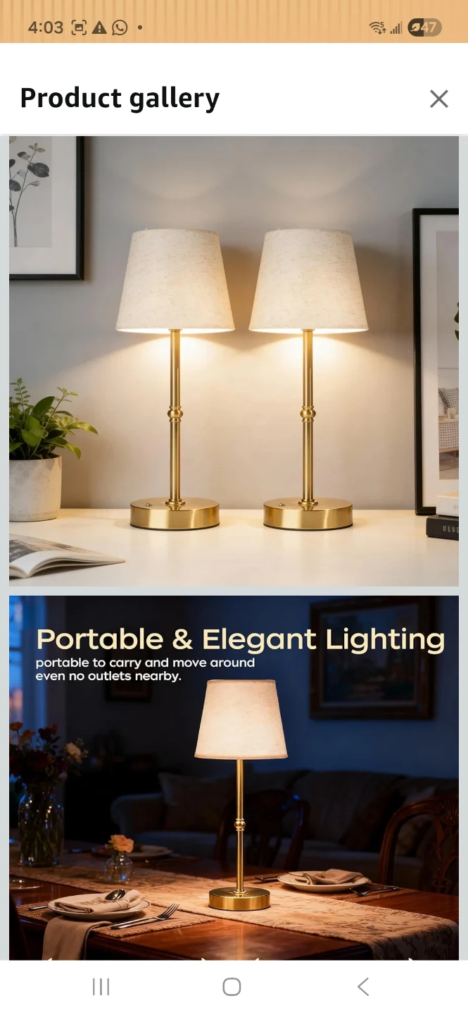 Portable & Elegant Brass Table Lamps (Set of 2) - photo 5