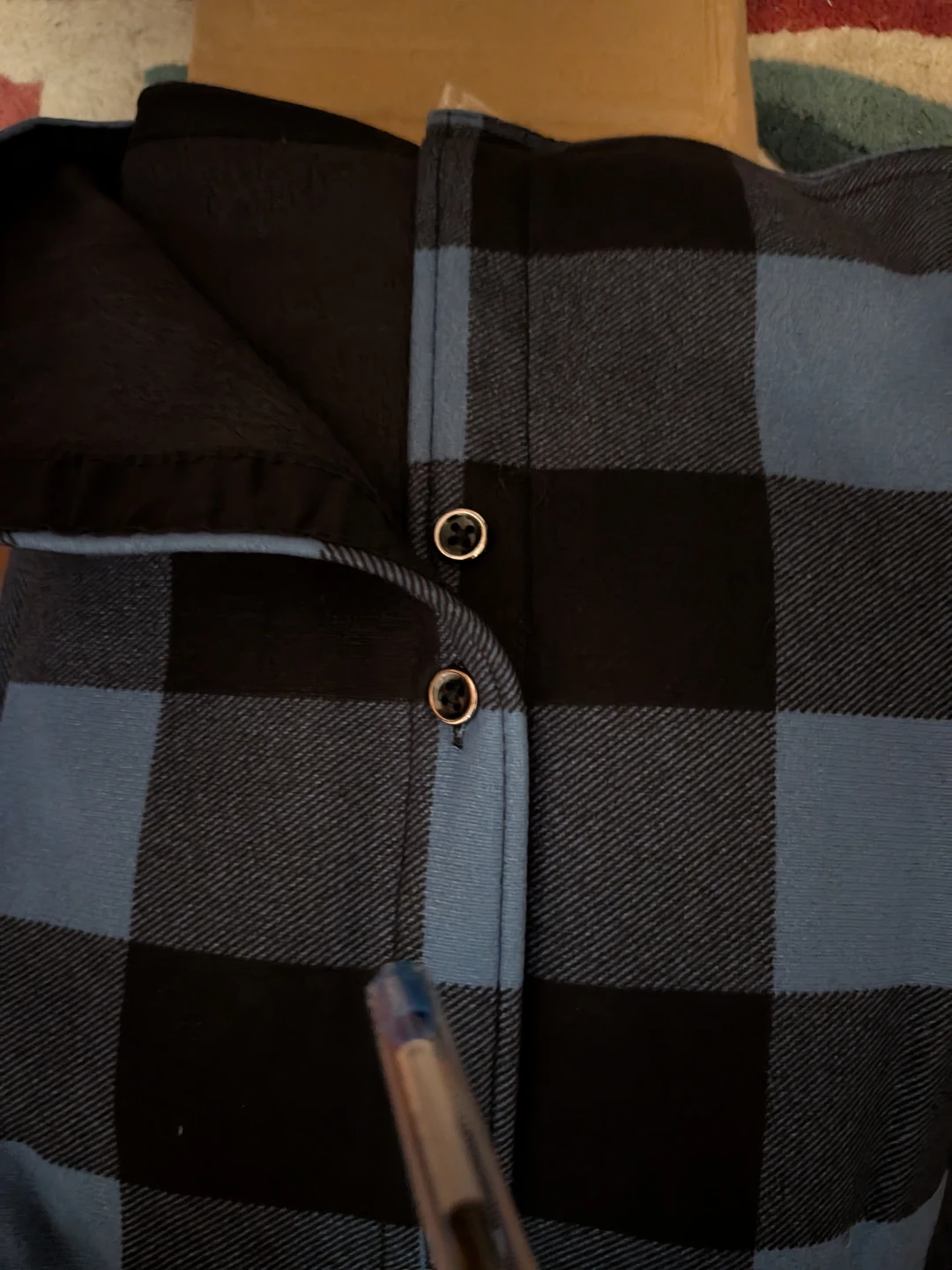 Handmade cozy warm blue, black plaid hooded jacket. XXXL - photo 5