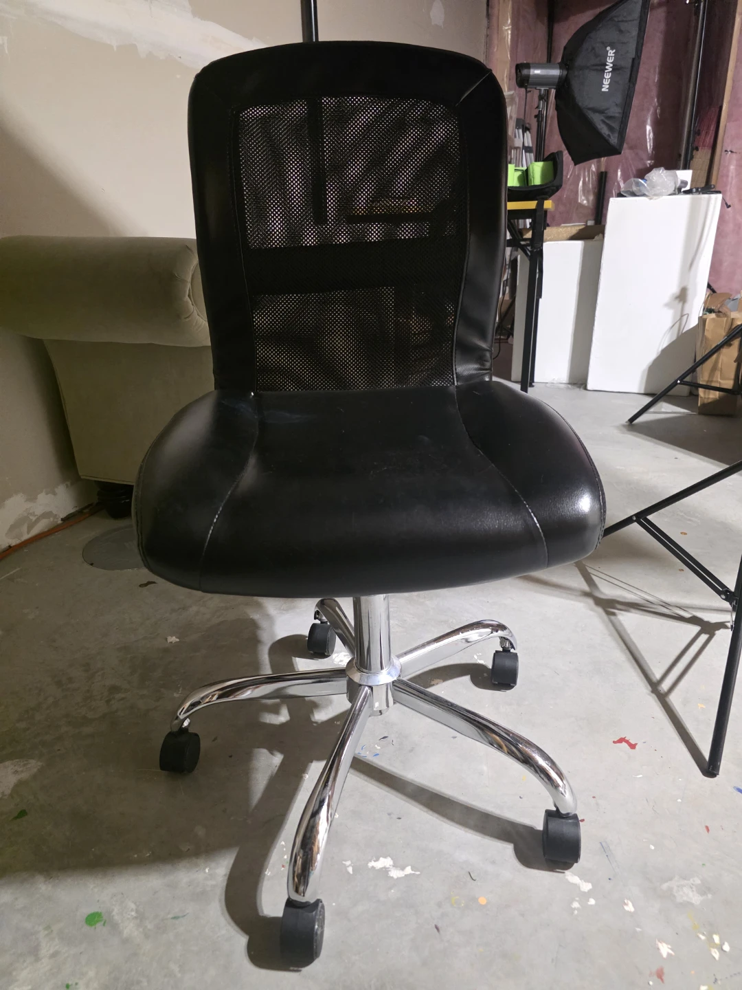 Black Office Chair with Mesh Back