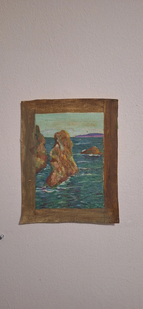 Oil Painting of Coastal Rocks - photo 2