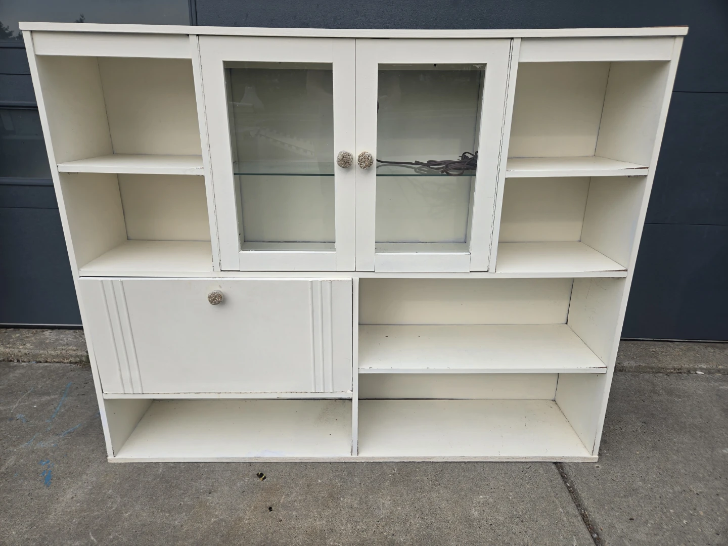 White Display Cabinet with Glass Doors