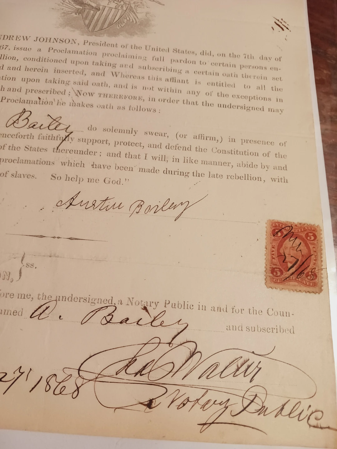Andrew Johnson 1868. Presidential Proclamation Full Pardon Doc. - photo 4