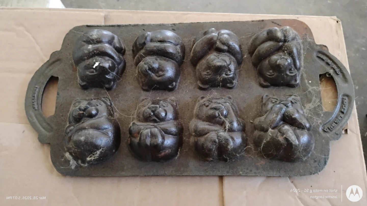 Vintage Cast Iron Teddy Bear & Nature Mold Pan - photo 2