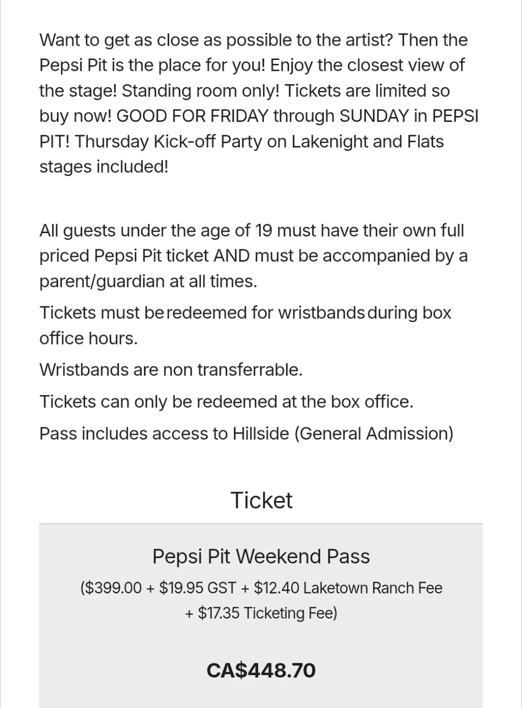 Sunfest Country Music Festival 2026 Pepsi Pit Weekend Pass - photo 3