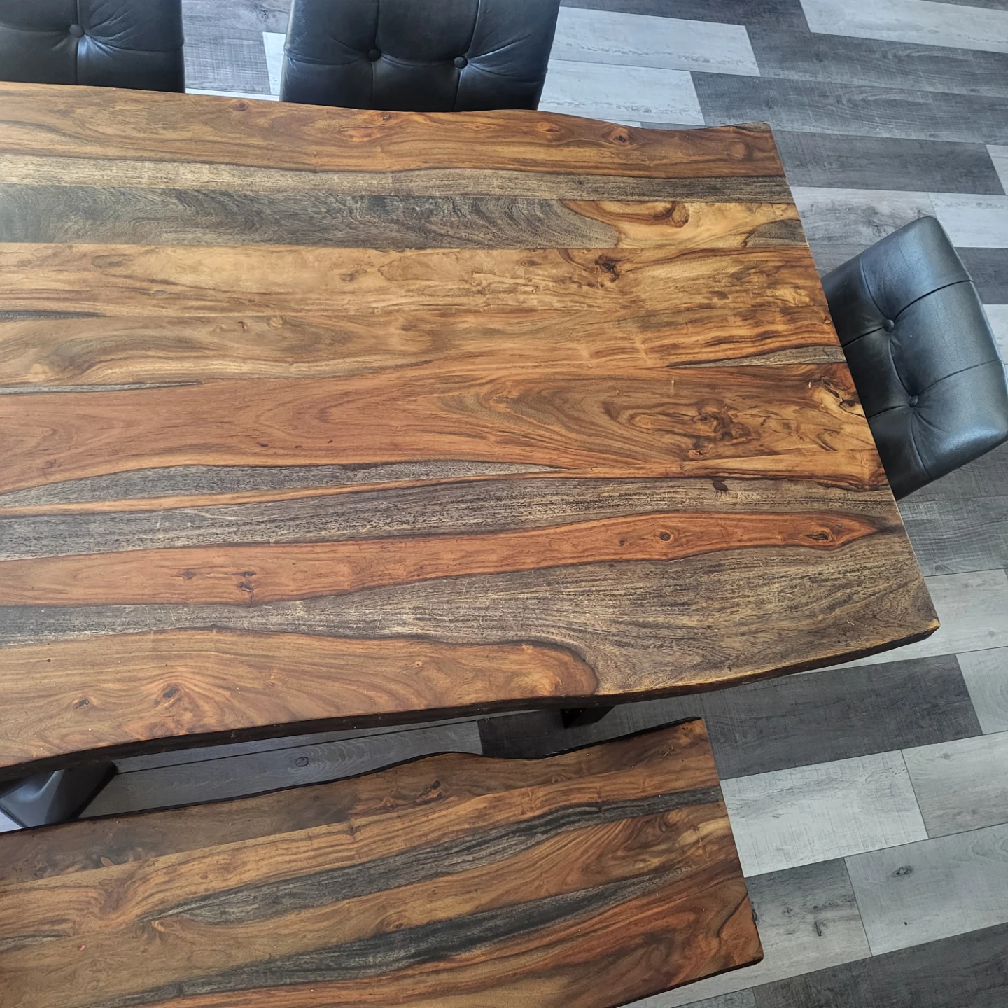 Live Edge Dining Table and Bench Set