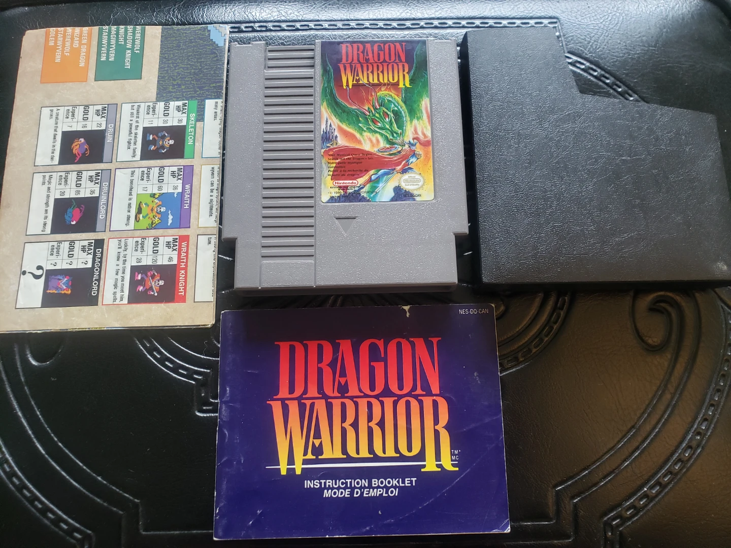 Nintendo NES Dragon Warrior Cart + Map + Manual + Slip LIKE NEW