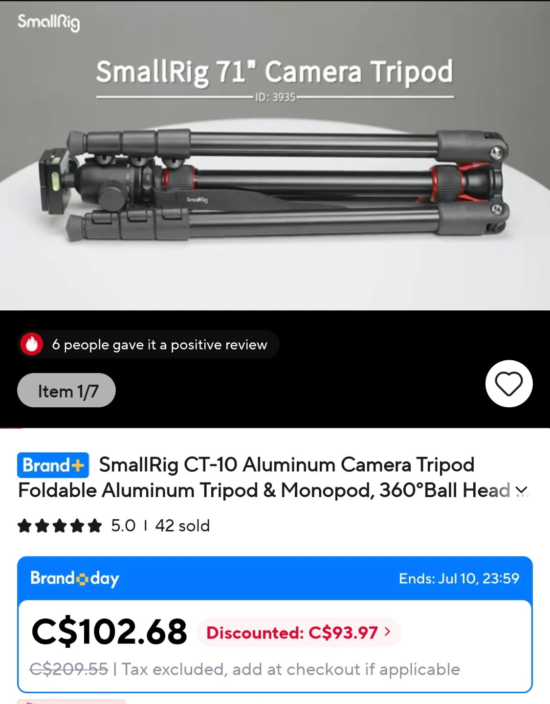 New SmallRig CT-10 Aluminum Camera Tripod - photo 4