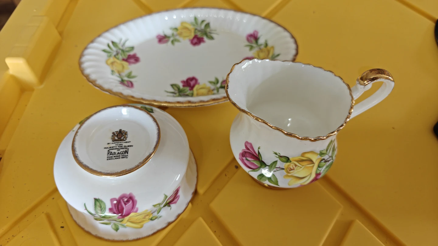 Paragon Fine Bone China Tea Cup, Saucer, and Tray Set - photo 2