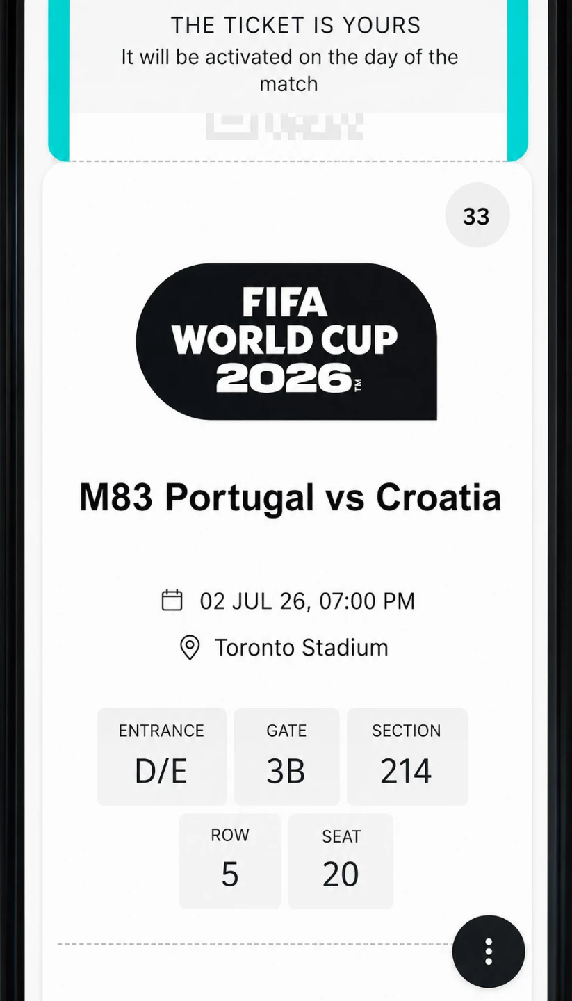 FIFA World Cup 2026 Ticket: Portugal vs Croatia