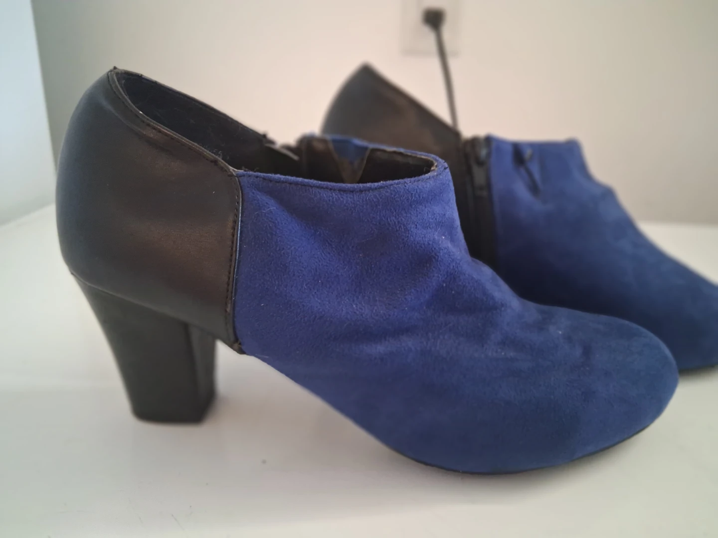 Blue Suede Ankle Boots