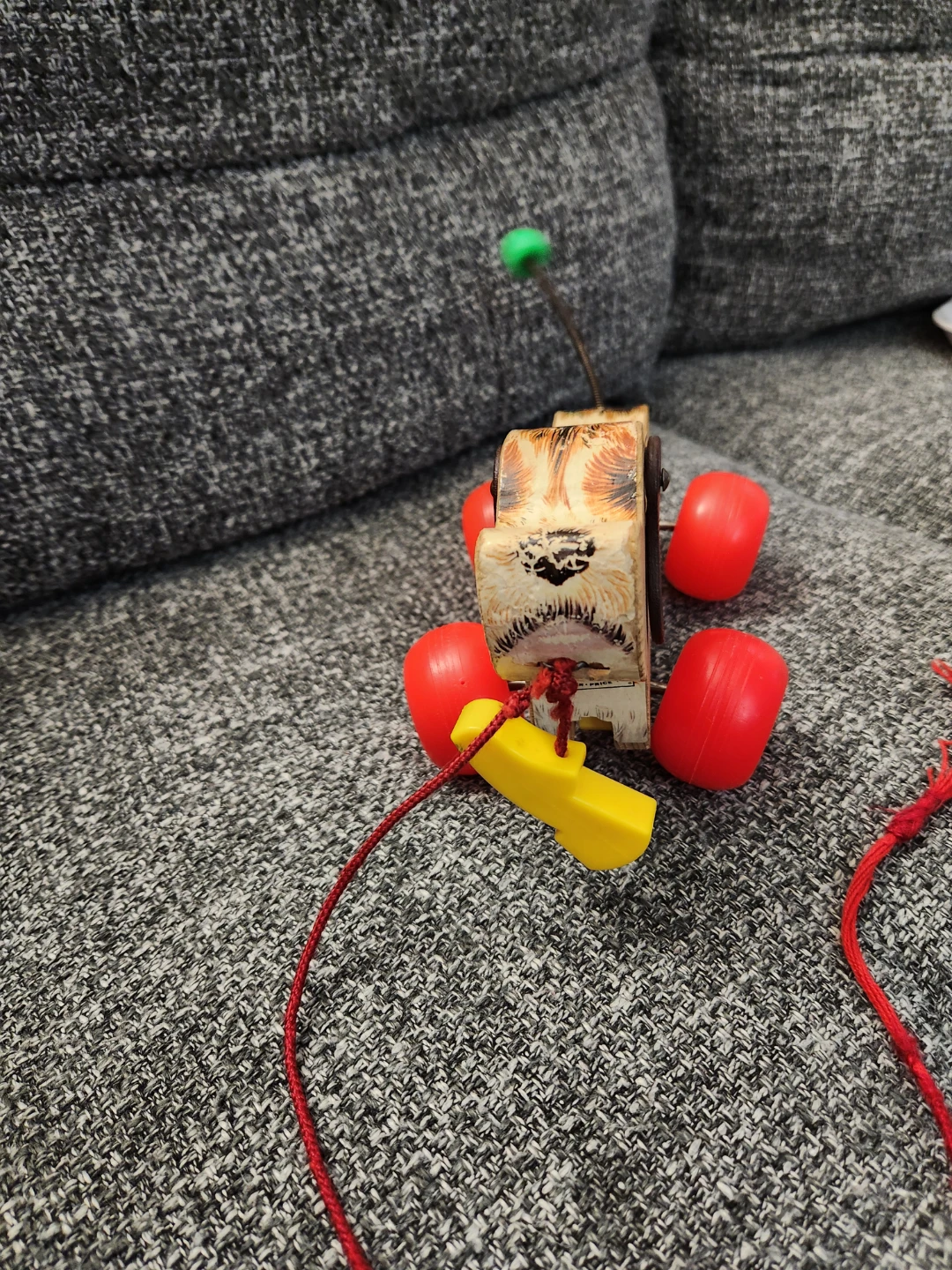 Original Fisher Price Vintage Wooden Pull Toy Dog - photo 5