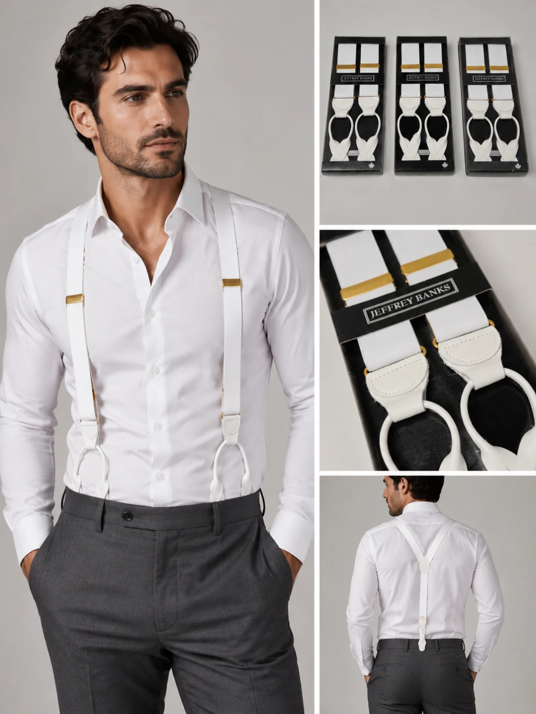 Jeffrey Banks White and red  Suspenders