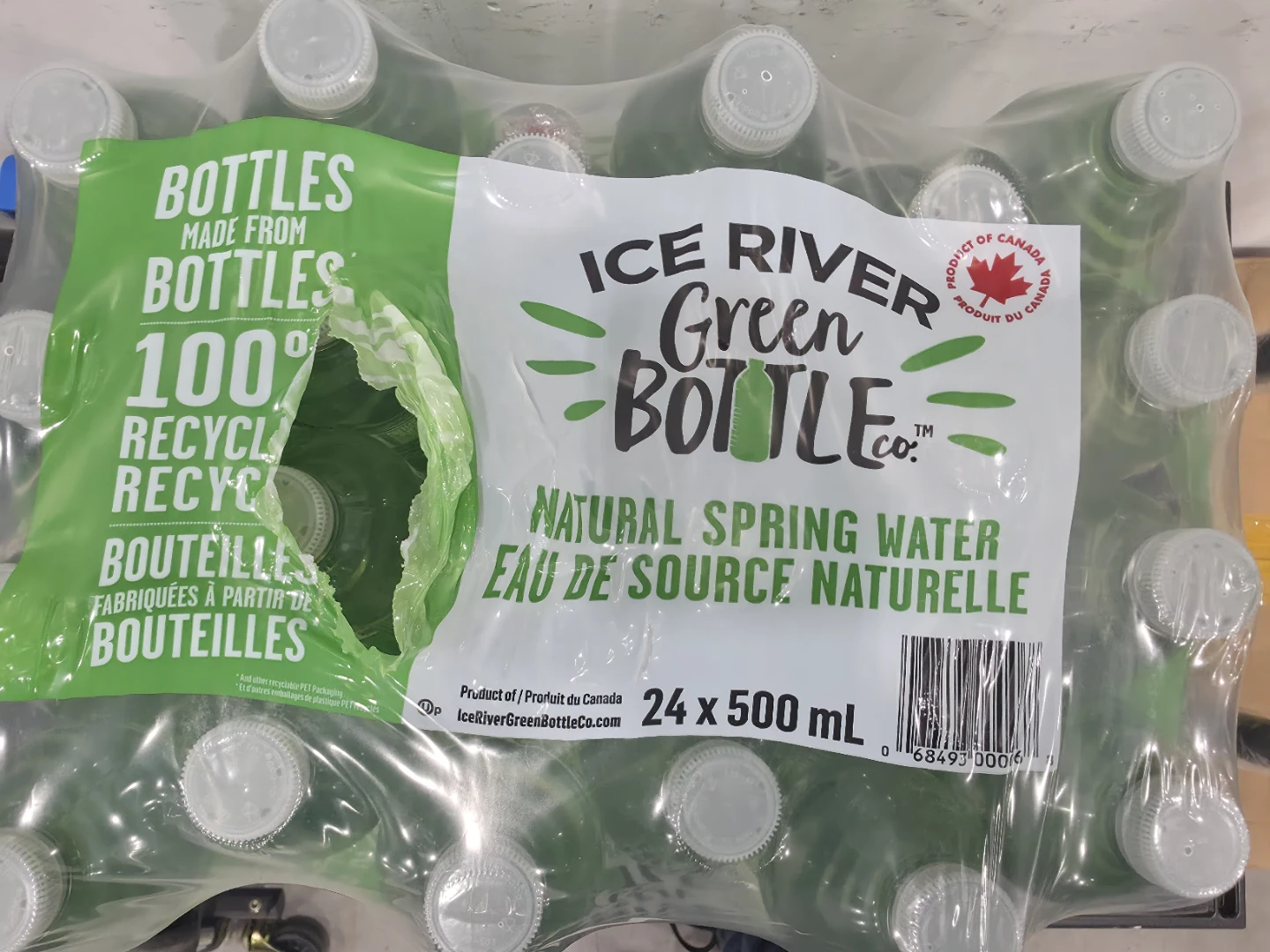Ice River Green Bottle Natural Spring Water - 24 x 500 mL