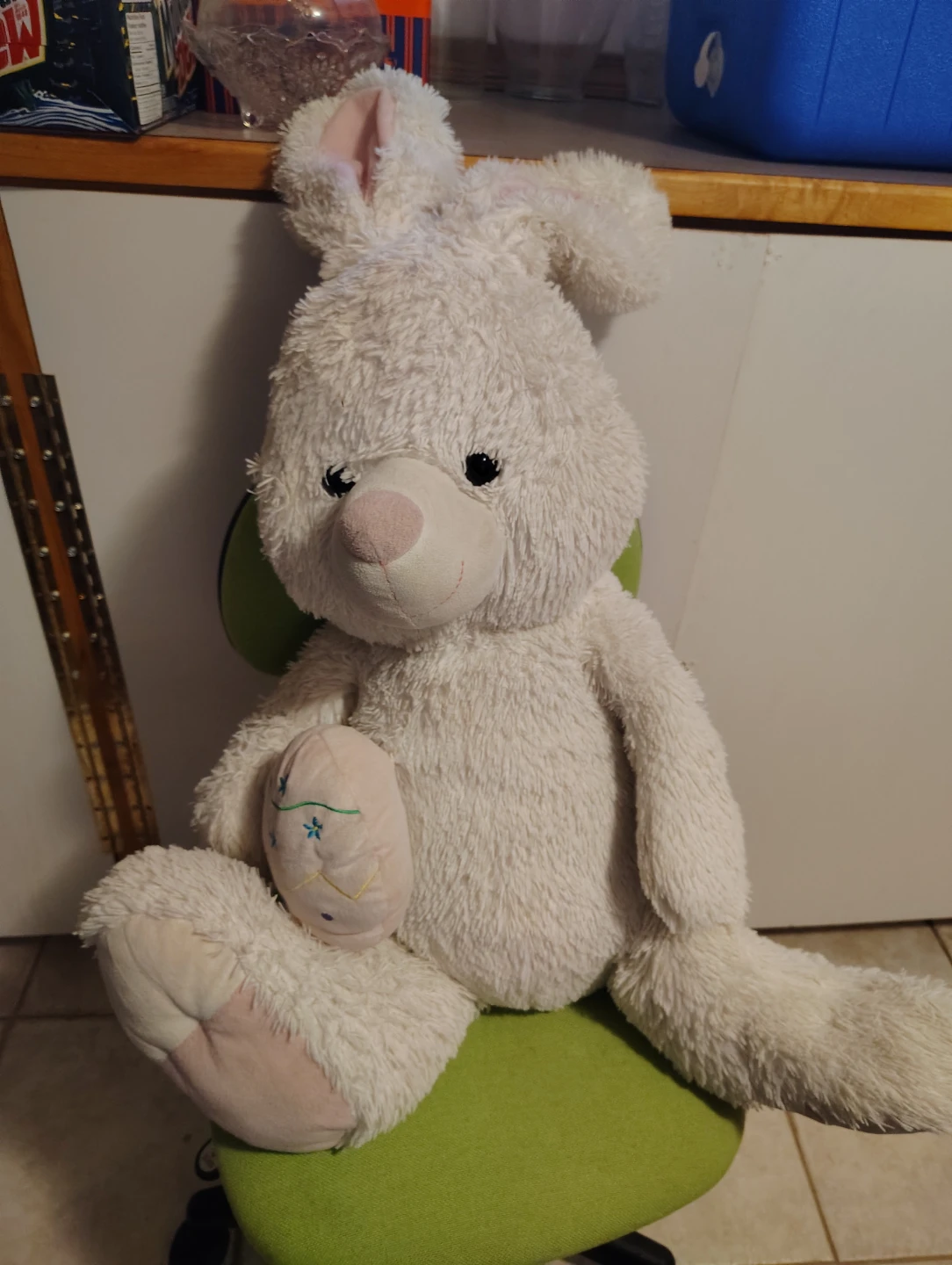 Large White Plush Bunny with Easter Egg - photo 2