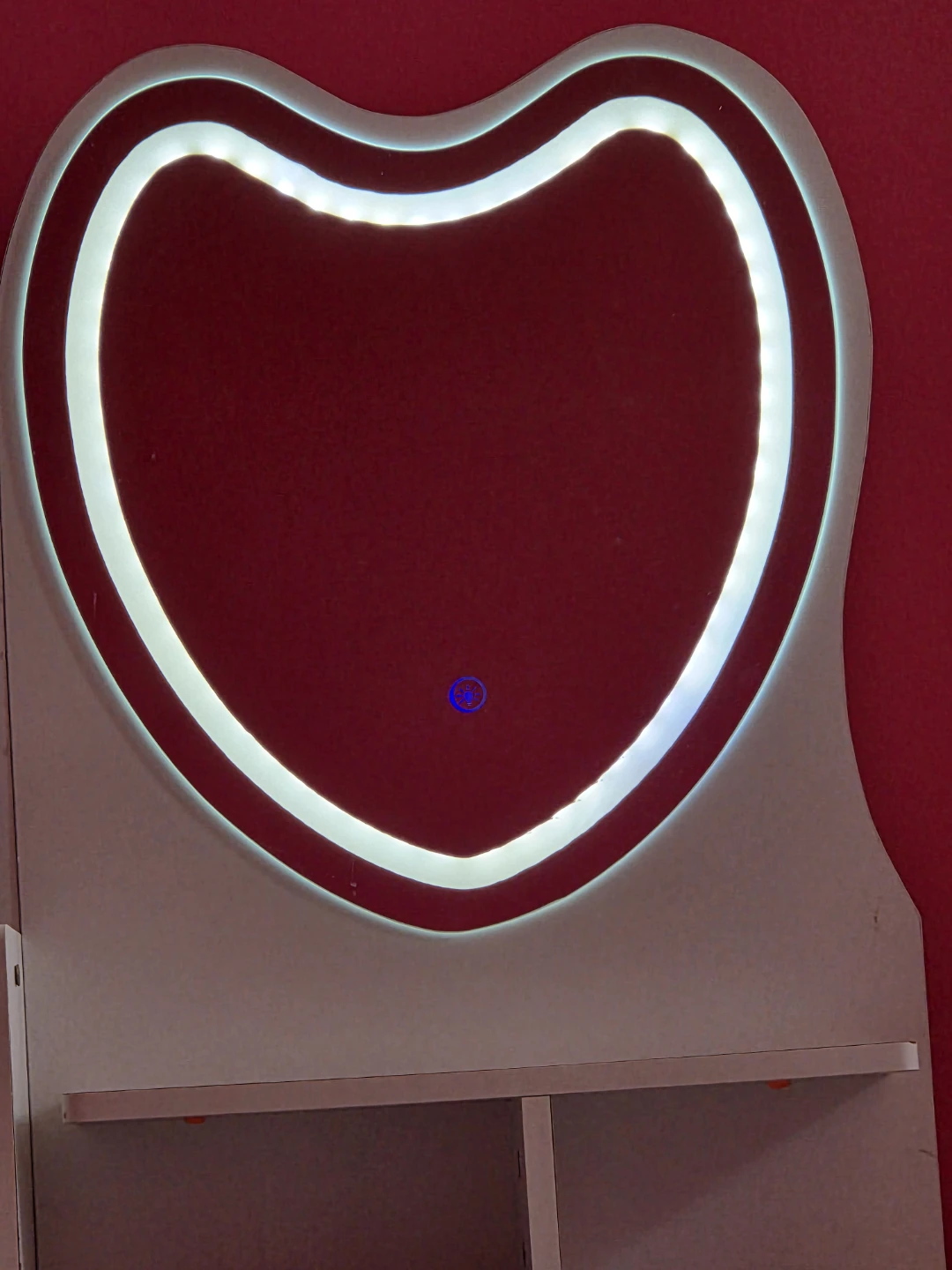 White Vanity Desk with Heart Mirror and LED Light - photo 3