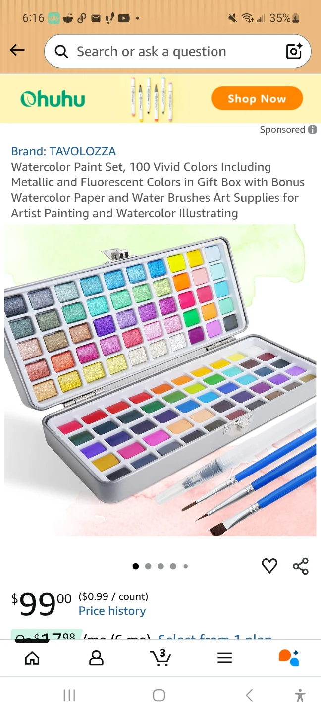 TAVOLOZZA Watercolor Paint Set - 100 Assorted Colors