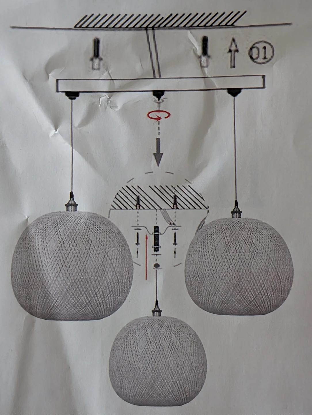 3-Light Bamboo Pendant Chandelier – Brand New in Box - photo 5