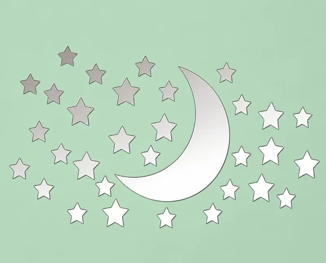 Moon and Stars Wall Decal Set 32 piece