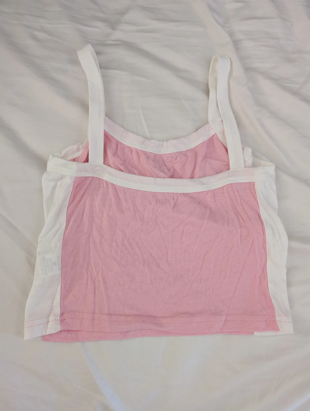 SHEIN Pink and White Tank Top Summer Crop Sexy Top 14" ptp