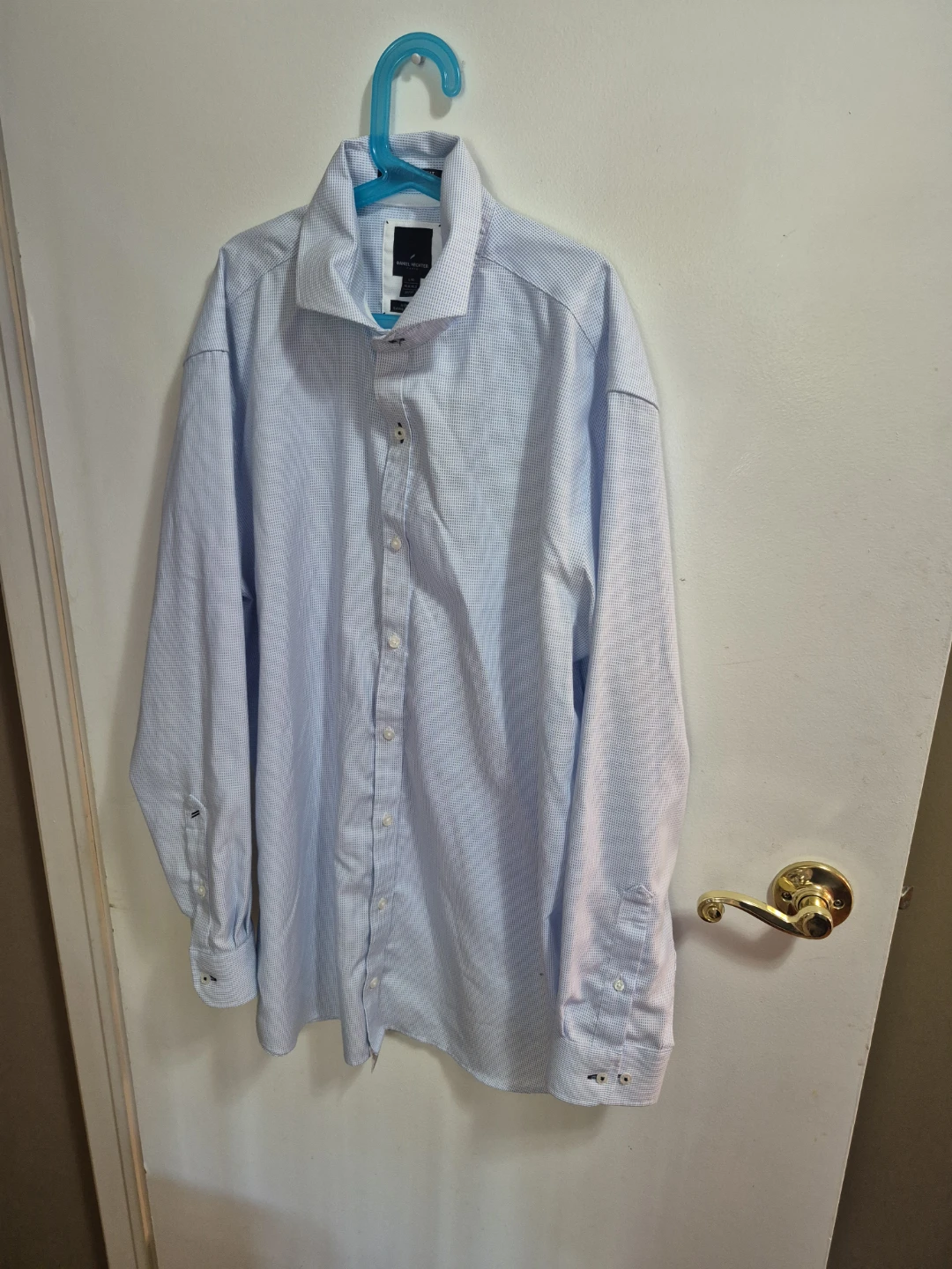 Light Blue Checkered Dress Shirt