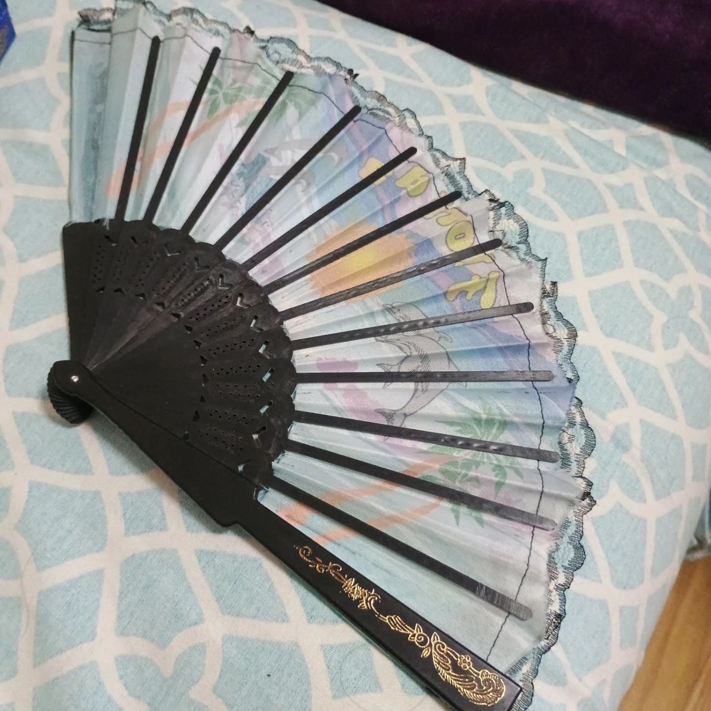 Decorative Hand Fan with Dolphin Print - photo 3