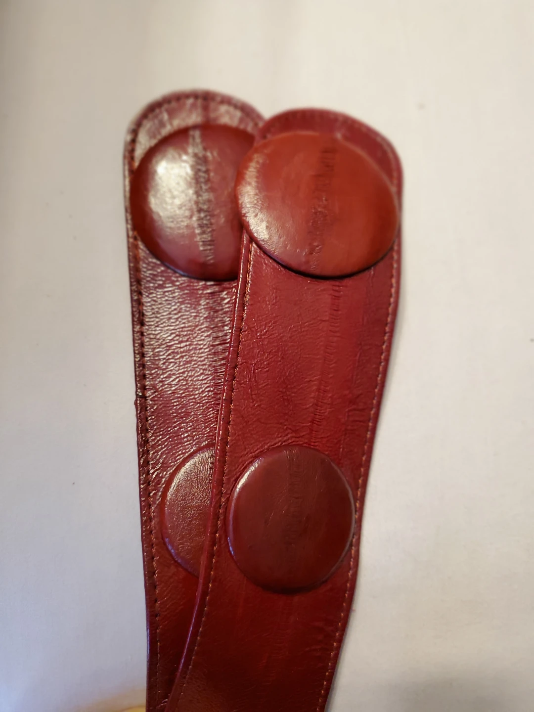 Three Fashion Belts - Red, Grey, and Red with Circular Buckle - photo 4