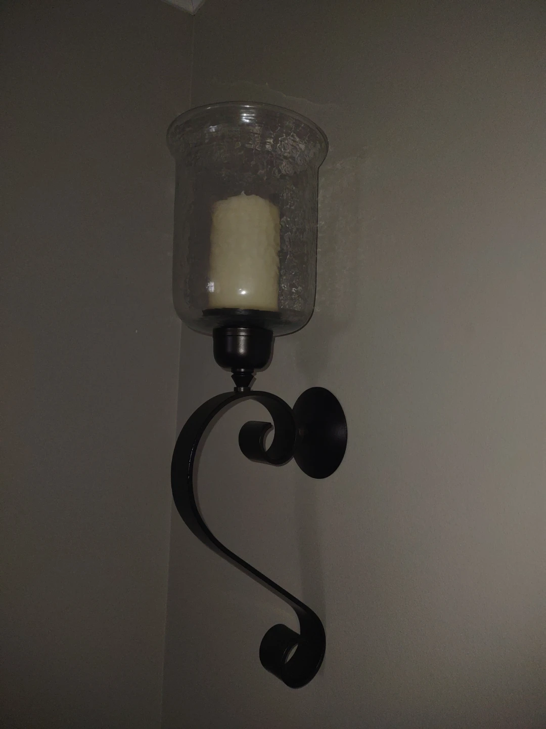 Black Metal Wall Sconce with Glass Hurricane Shade