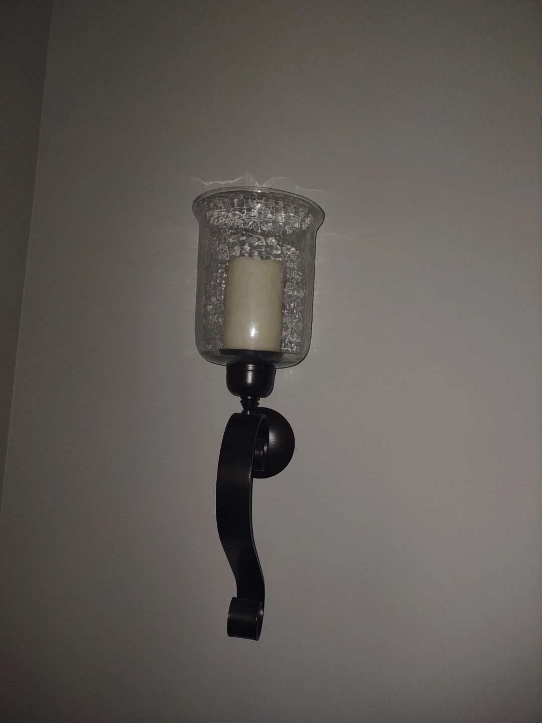 Black Metal Wall Sconce with Glass Hurricane Shade - photo 2